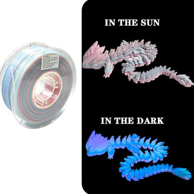PINRUI Glow Rainbow PLA 1kg 1.75mm Mengubah Warna Dalam Kegelapan Untuk Printer 3D